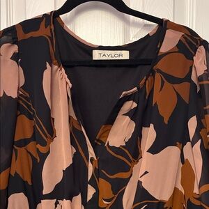 Taylor Black and Brown Floral Dress